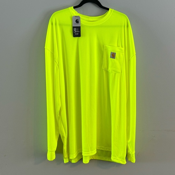NWT Carhartt relaxed loose fit force men’s long sleeve T-shirt Lime size 3XL - Picture 3 of 7